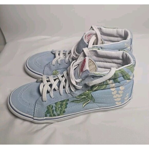 Vans Off The Wall Van Doren Light Blue Floral High Tops Size M6.5 W8 - Picture 4 of 10
